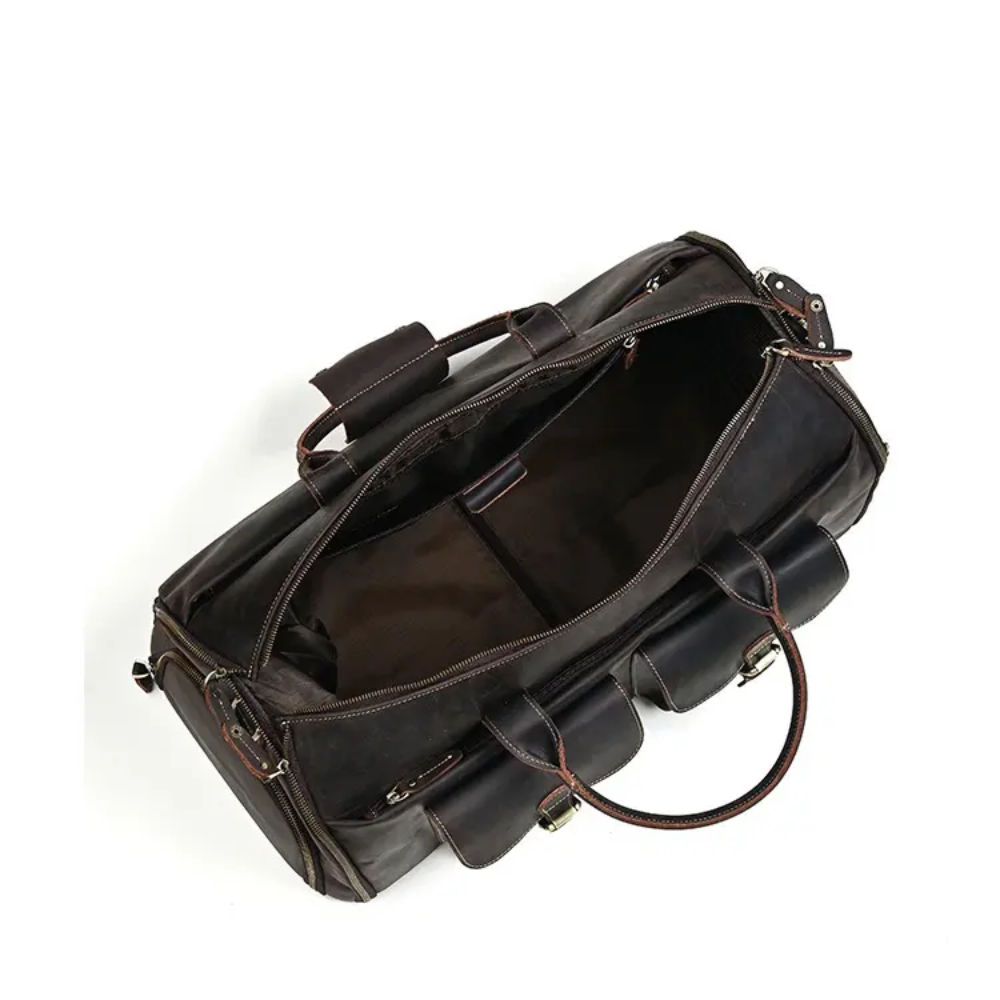 Foldable Leather Duffle Bag | KAPRUN