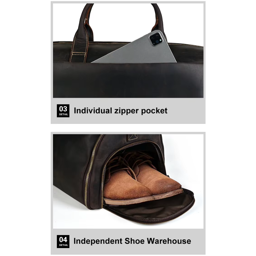 Foldable Leather Duffle Bag | KAPRUN